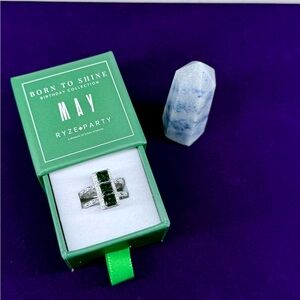 NIB Ryze Party Born To Shine BTS May Birthday .925 Sterling Silver Ring Size 8